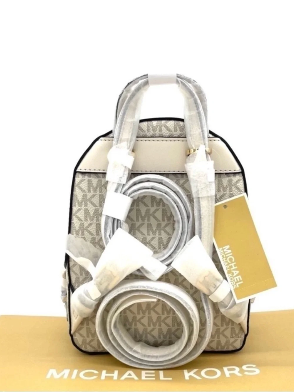 Michael Kors Jaycee Extra Small Convertible Zip Packet Backpack Cream/White